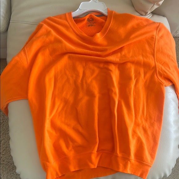 Fruit of the Loom Bright Orange Crewneck Sweatshirt - Picture 1 of 6